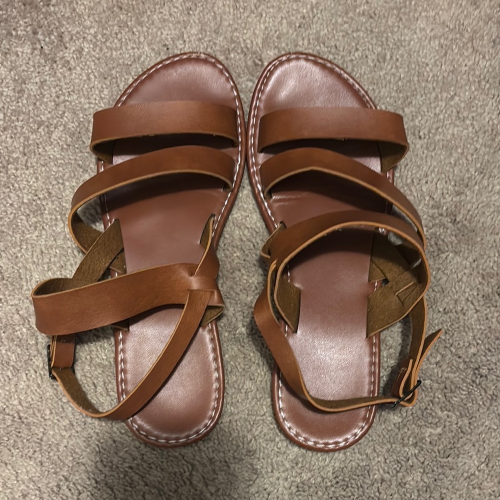 Brown Leather Strappy Sandals